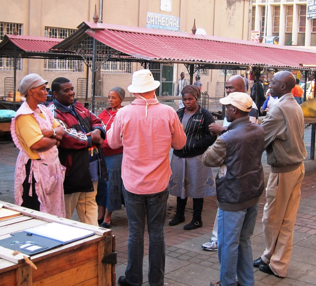 Richard addressing a group of informal workers associated with the new Denis Hurley Centre. Photo: Tasmi Quazi.