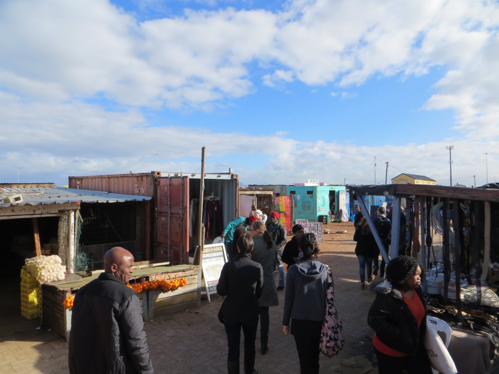 The AeT and VPUU delegation on a field trip in an an informal economy node in Khayelitsha, Cape Town. Photo: Richard Dobson. 